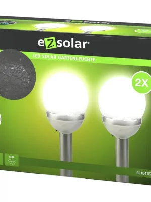 2er Set LED-Solar Wegeleuchte Material Stahl + Cr Solange Der Vorrat Reicht