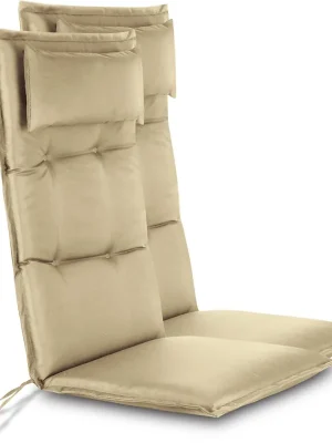2 Hochlehner Stuhlauflagen Sitzpolster Beige Top-Preis