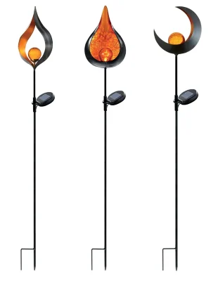 Markenprodukt LED-Solar-Gartenstecker 3er-Set aus Metall