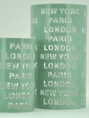 2er Set Windlicht " New York / London .... " mint - grün Geprüft