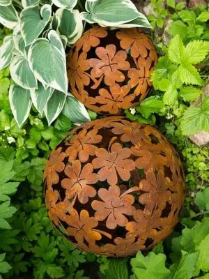 2er Set Dekokugel, Rost Ø 23/35cm, Blume Billig